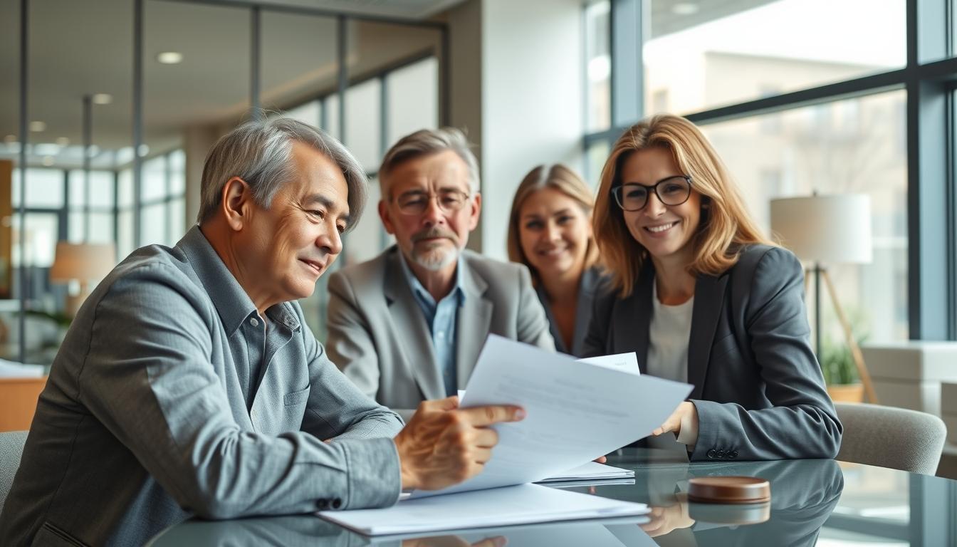 Family reviewing legal documents